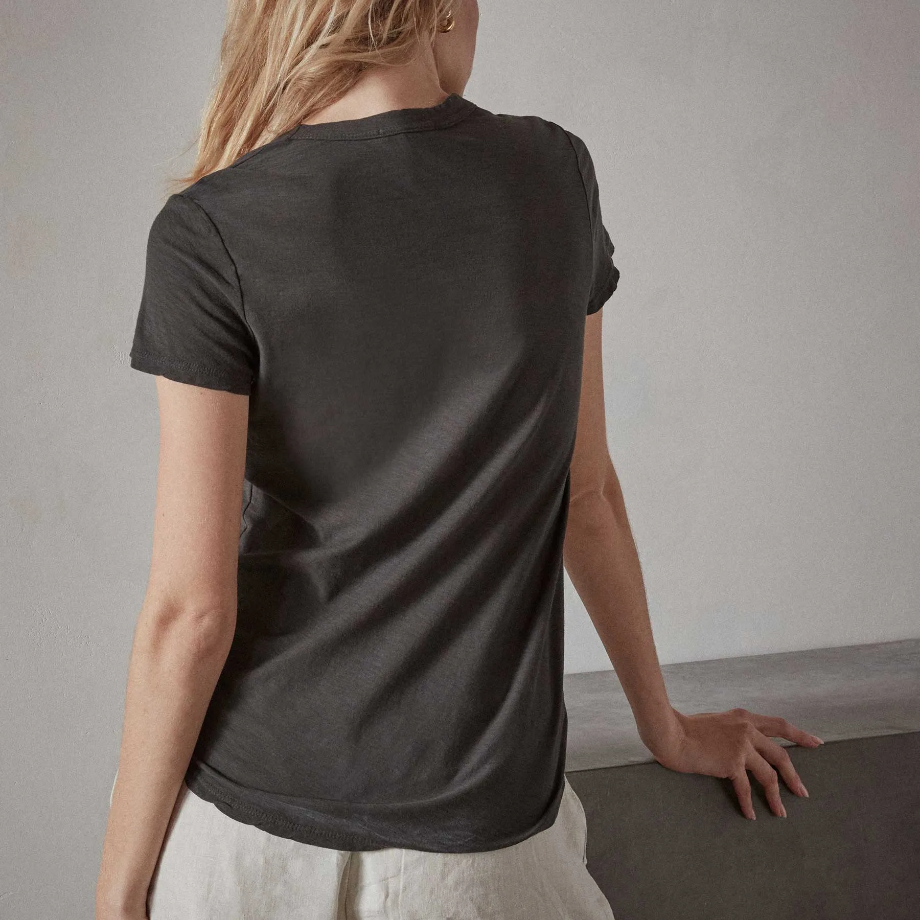 Sheer Slub Crew Neck Tee - Carbon sold by James Perse product image thumbnail 4