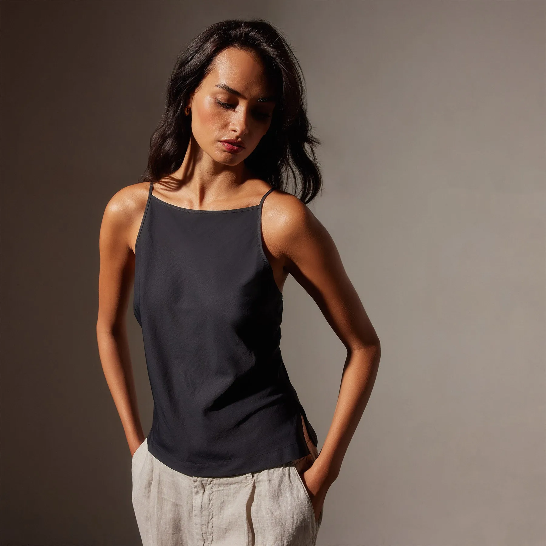 Lightweight Matte Sateen Cami - Black sold by James Perse product image thumbnail 2