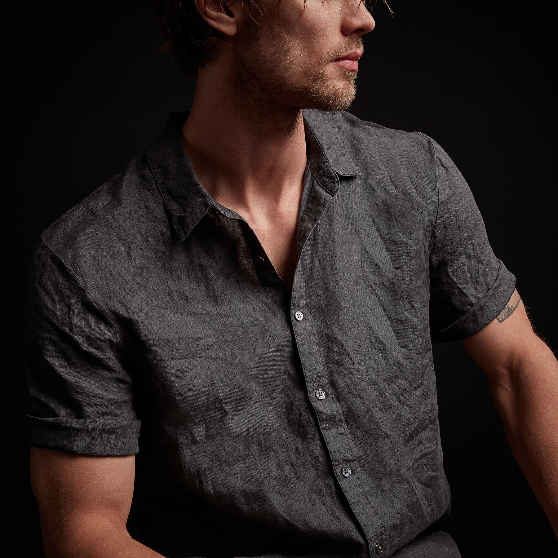 Garment Dyed Short Sleeve Linen Shirt - Magma Pigment sold by James Perse product image thumbnail 4
