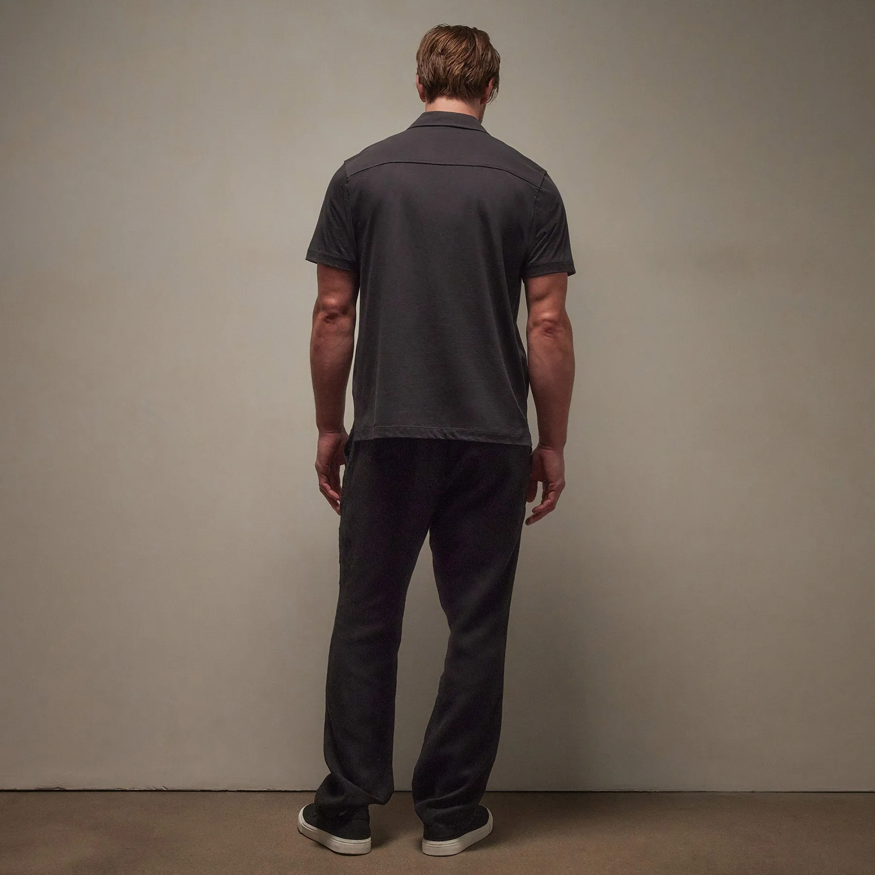 Clean Contrast Placket Short Sleeve - Magma/Black sold by James Perse product image thumbnail 4