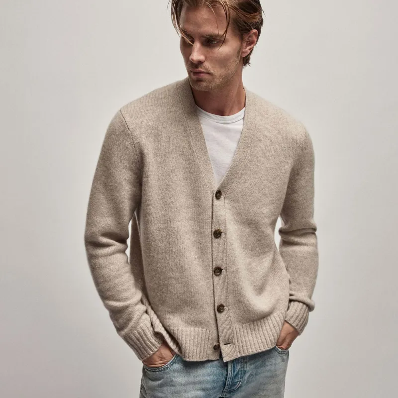 Recycled Cashmere Cardigan - Stone sold by James Perse