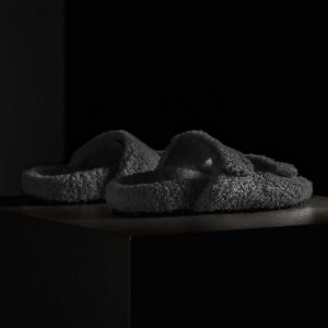 Shearling Double Strap Slide - Heather Charcoal sold by James Perse