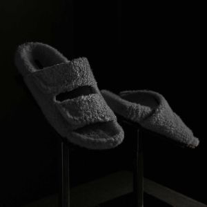Shearling Double Strap Slide - Heather Charcoal sold by James Perse