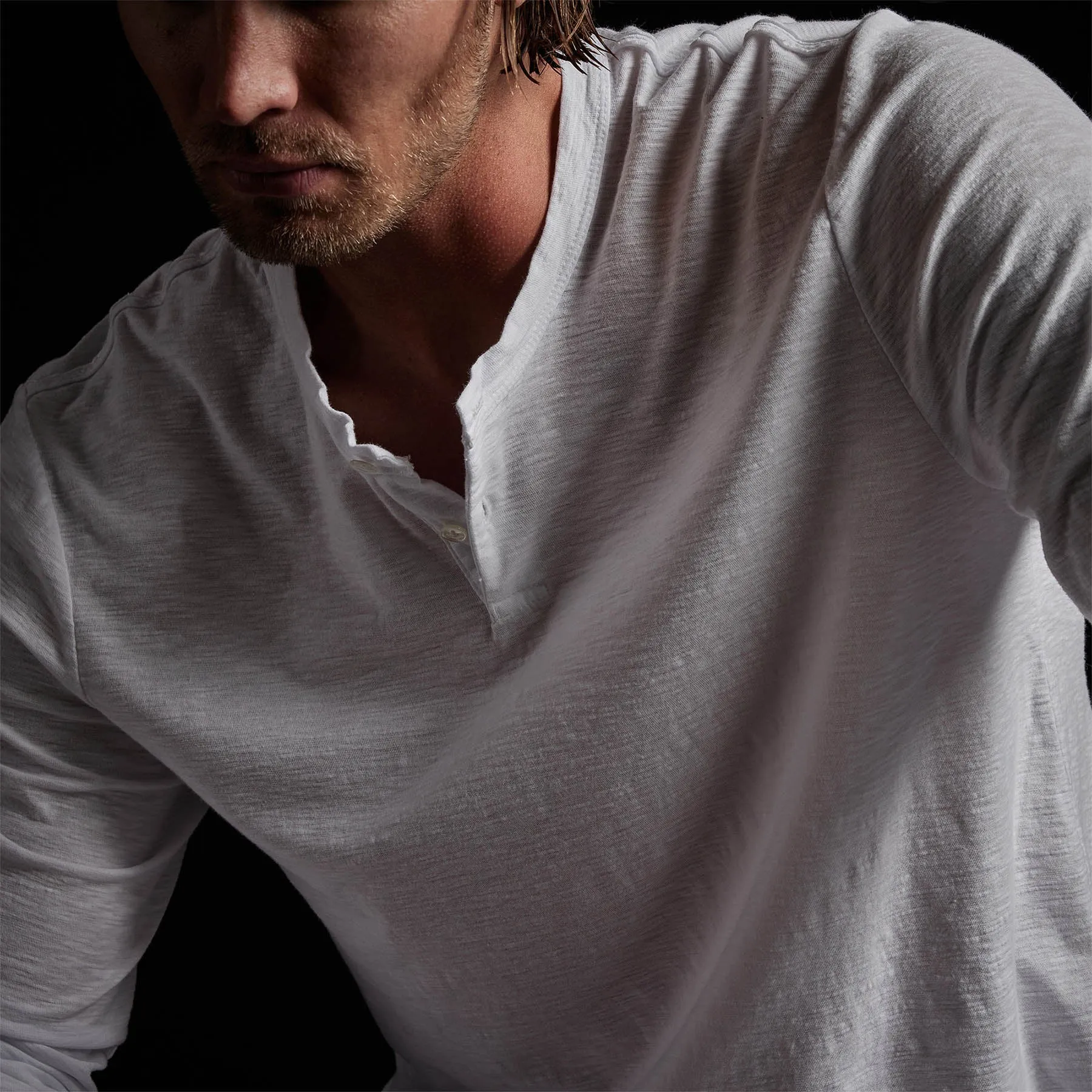 Reverse Slub Jersey Henley - White sold by James Perse product image thumbnail 2