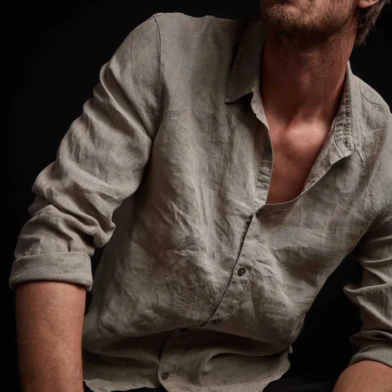 Classic Linen Shirt - Fume Pigment sold by James Perse