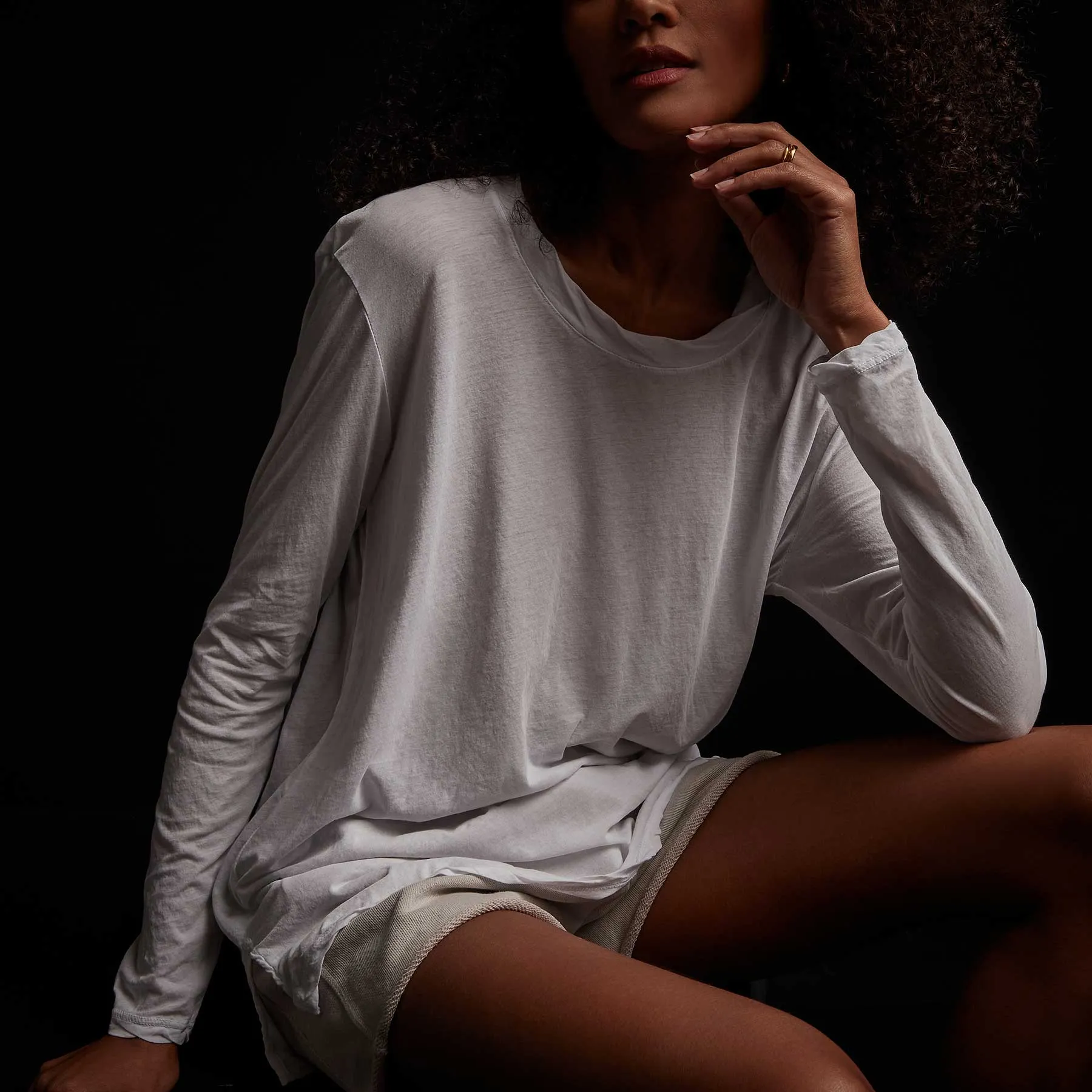 Long Sleeve High Gauge Jersey Tee - White sold by James Perse