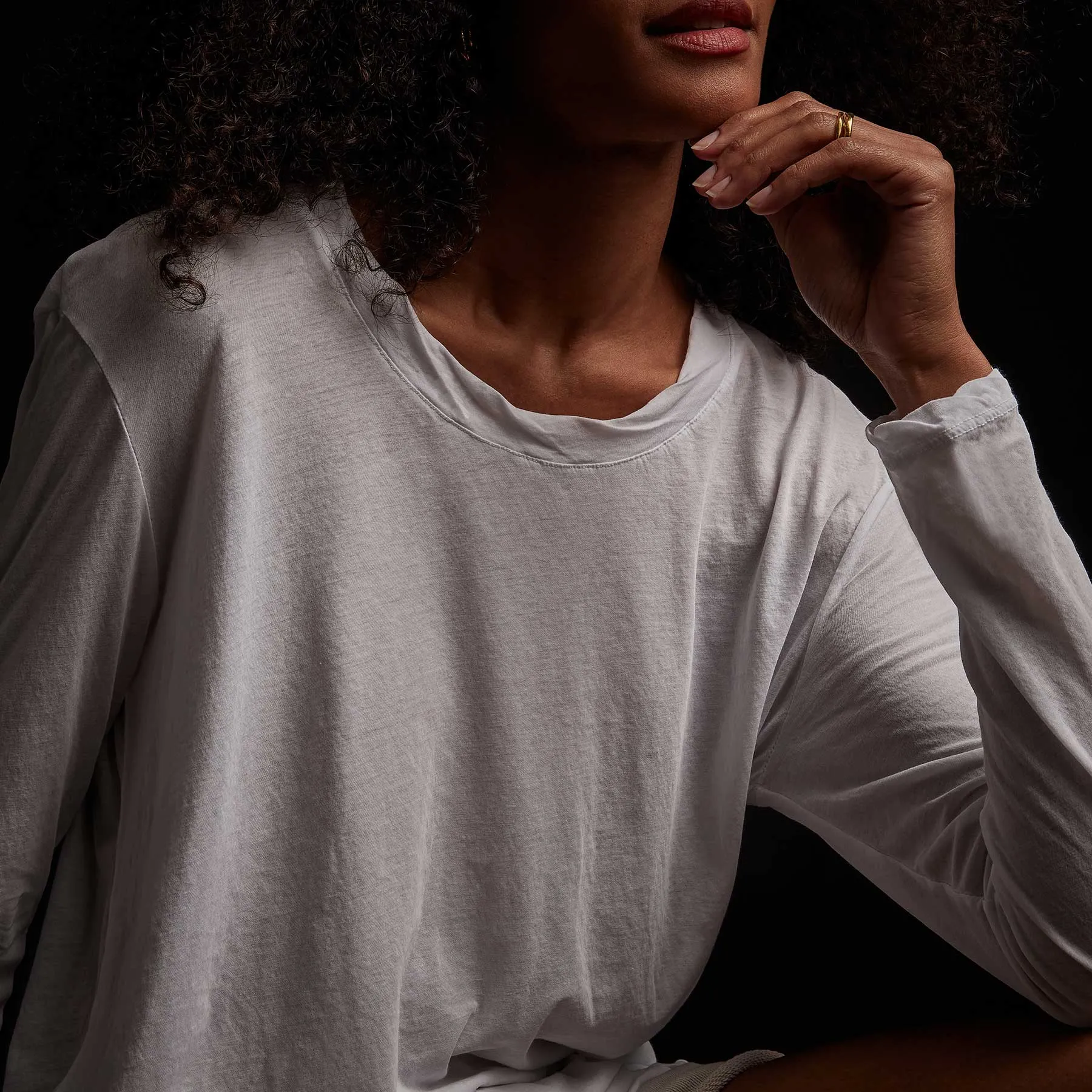 Long Sleeve High Gauge Jersey Tee - White sold by James Perse product image thumbnail 2