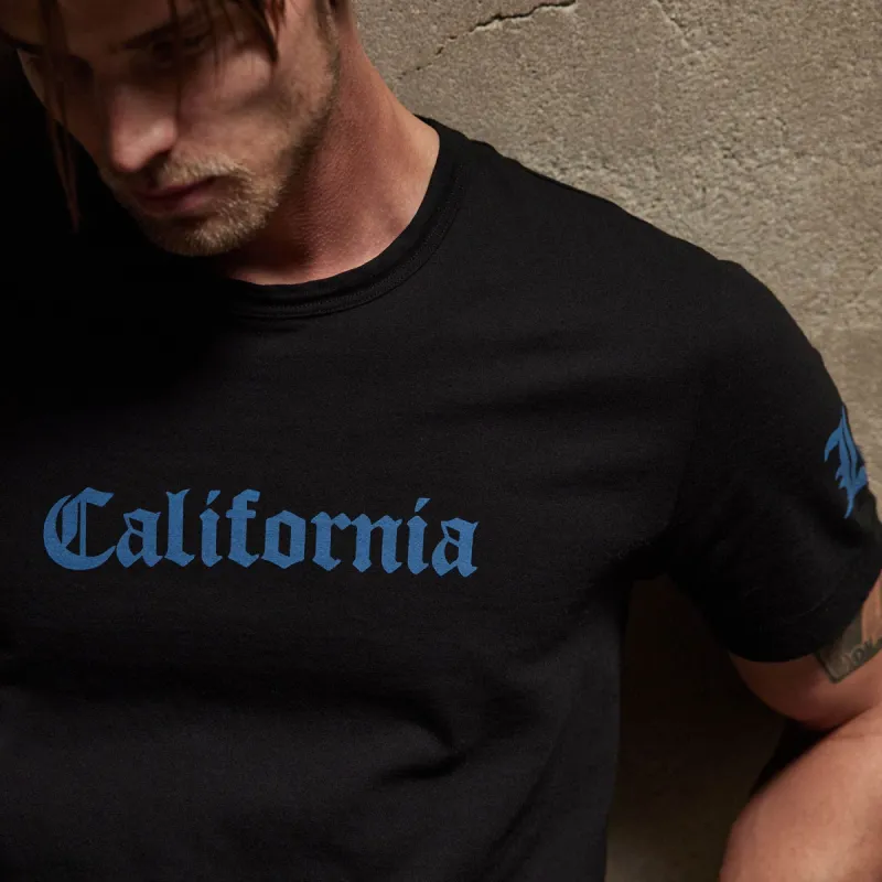 CA Gothic Short Sleeve Crew - Black/True Blue sold by James Perse