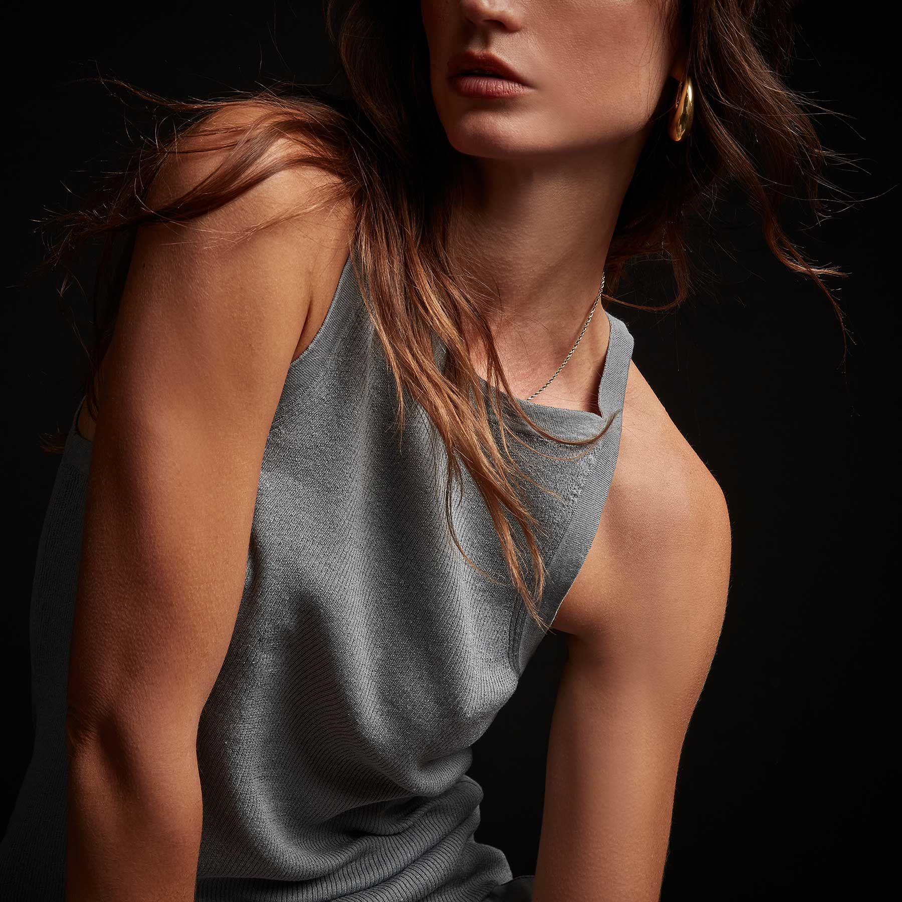 Stretch Linen Rib Cut Away Tank - Breeze sold by James Perse product image thumbnail 2