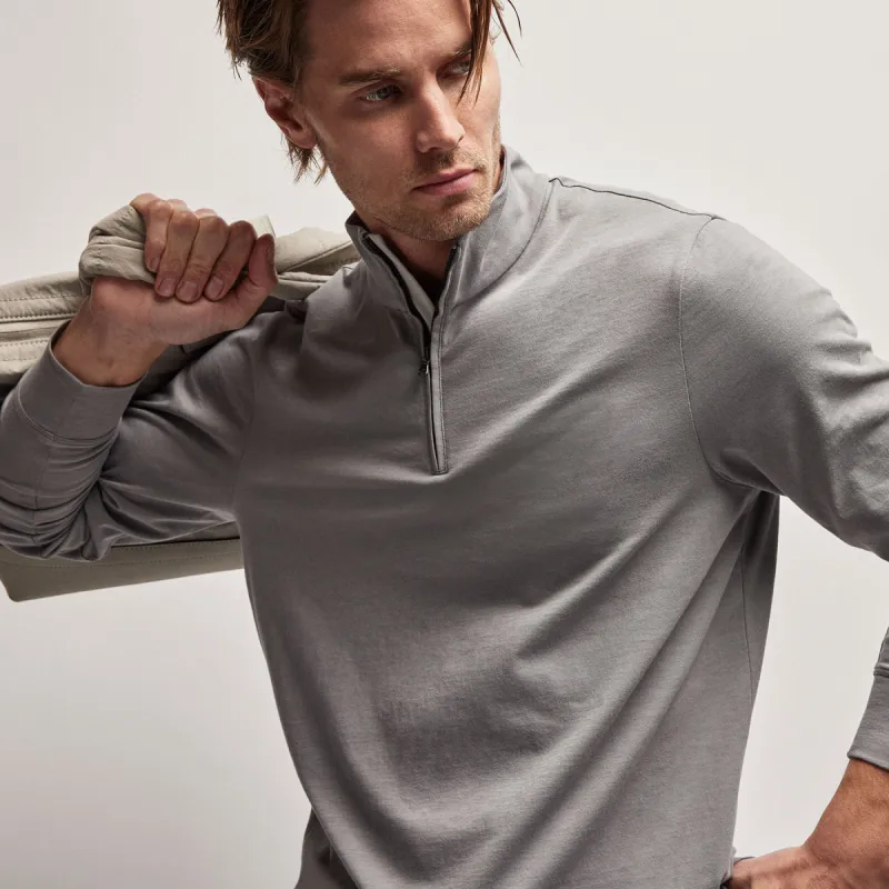 Clean Finish Jersey Half Zip - Silver Grey sold by James Perse