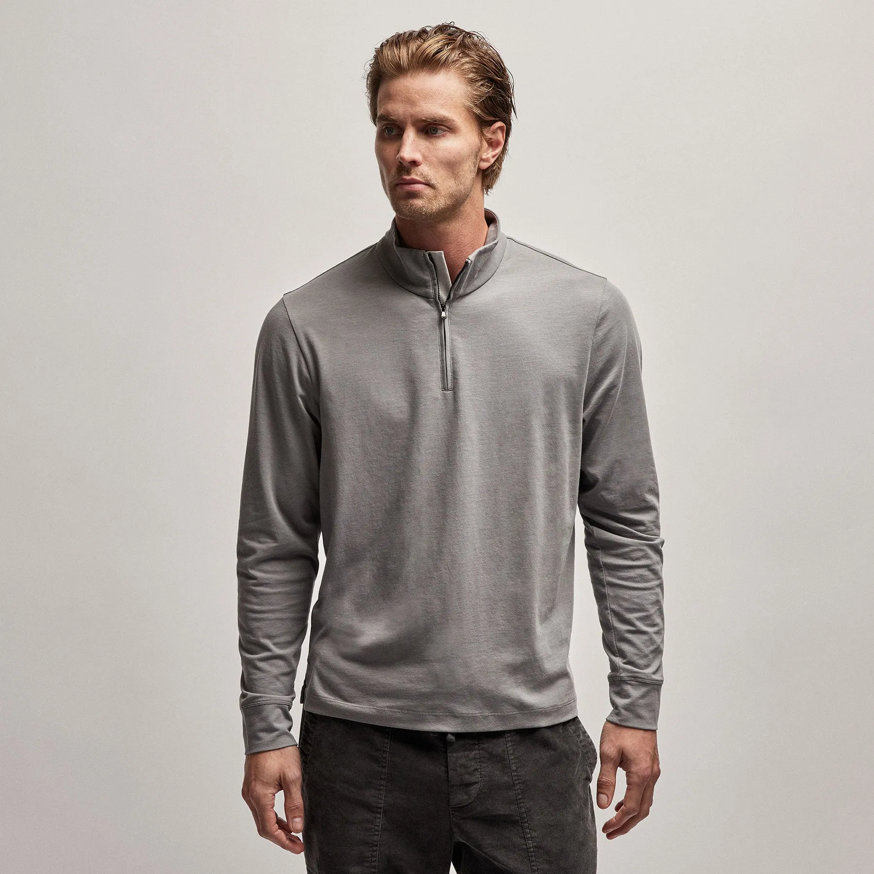 Clean Finish Jersey Half Zip - Silver Grey sold by James Perse product image thumbnail 3