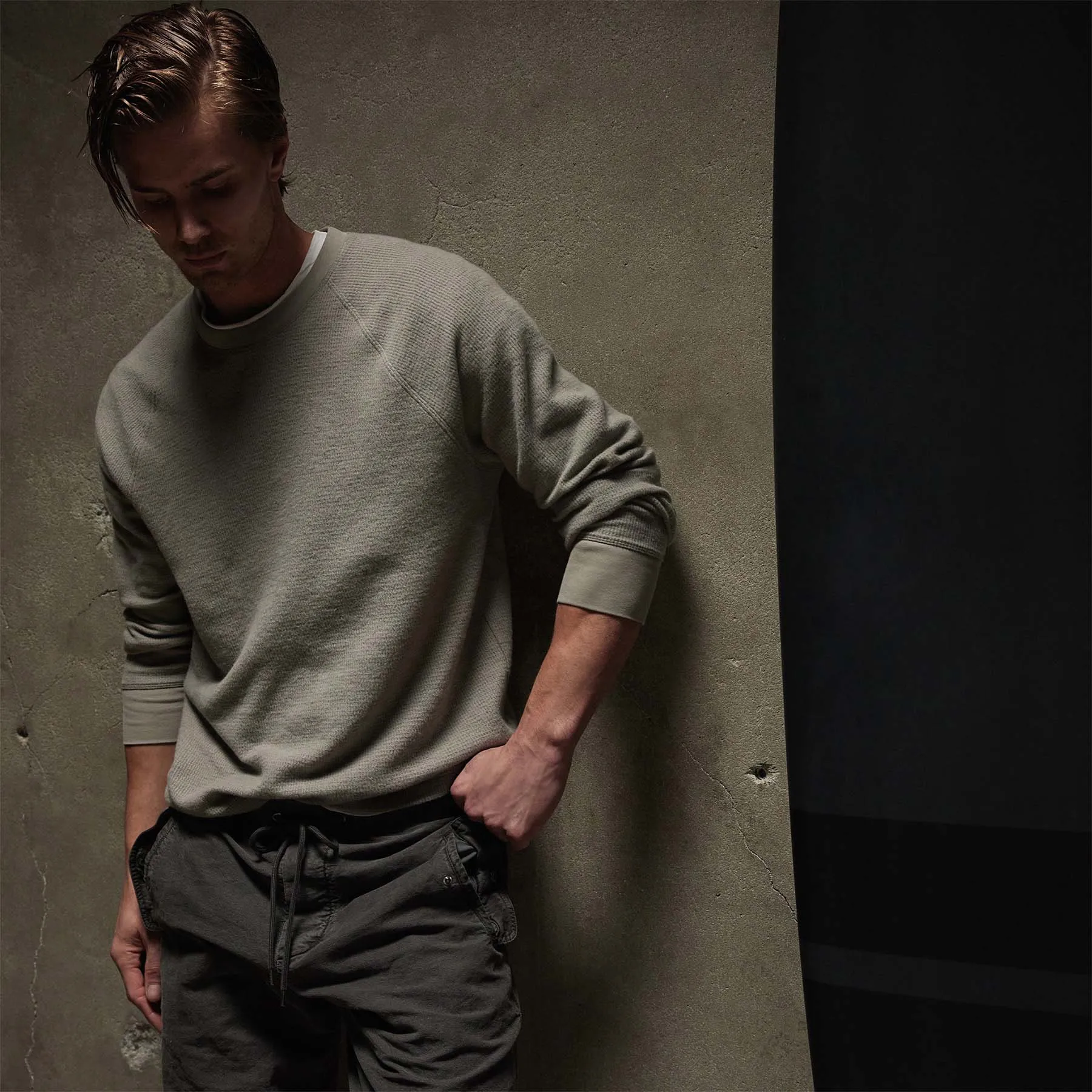 Thermal Knit Raglan Top - Dapple sold by James Perse