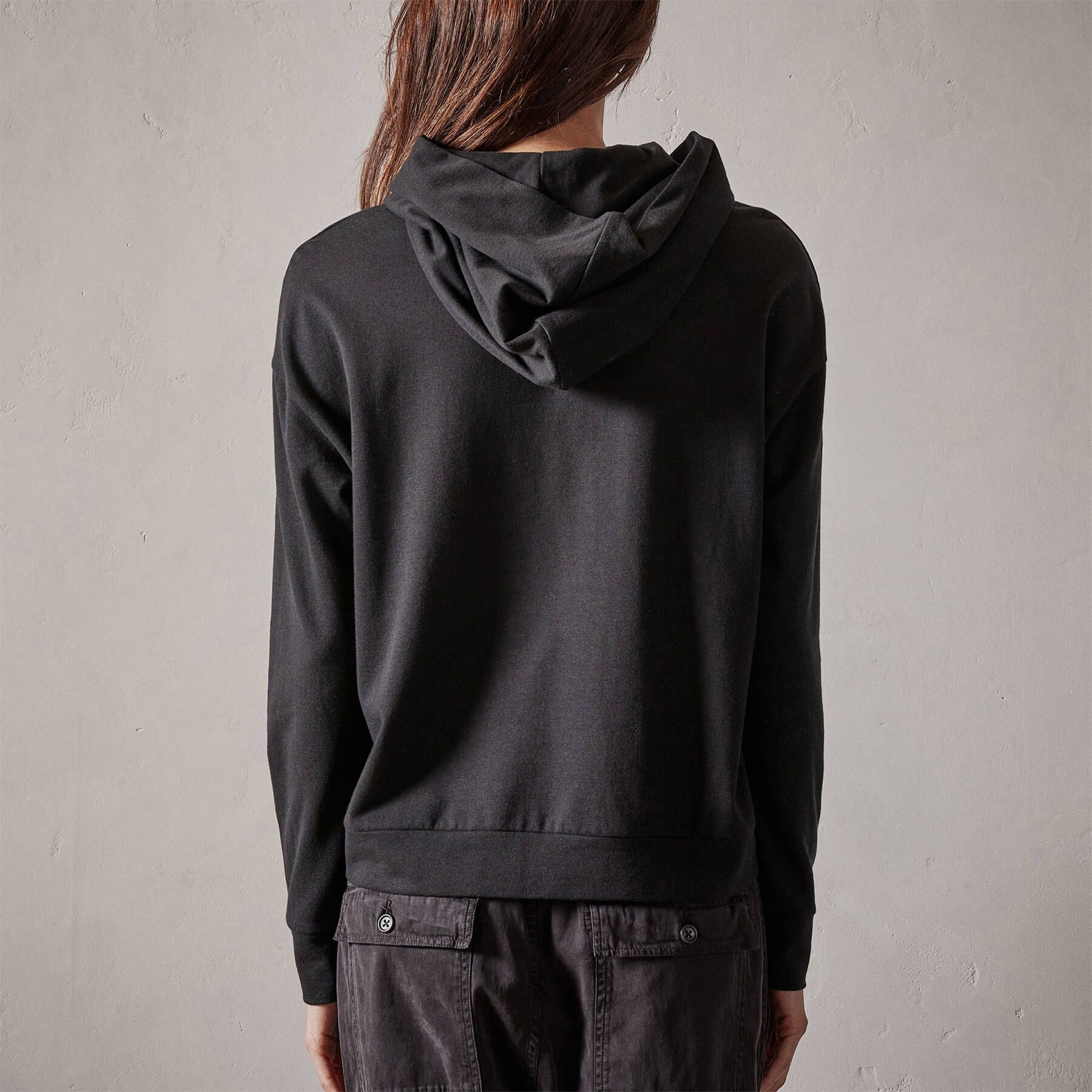 Recycled Feather Weight Clean Hoodie - Black sold by James Perse product image thumbnail 4