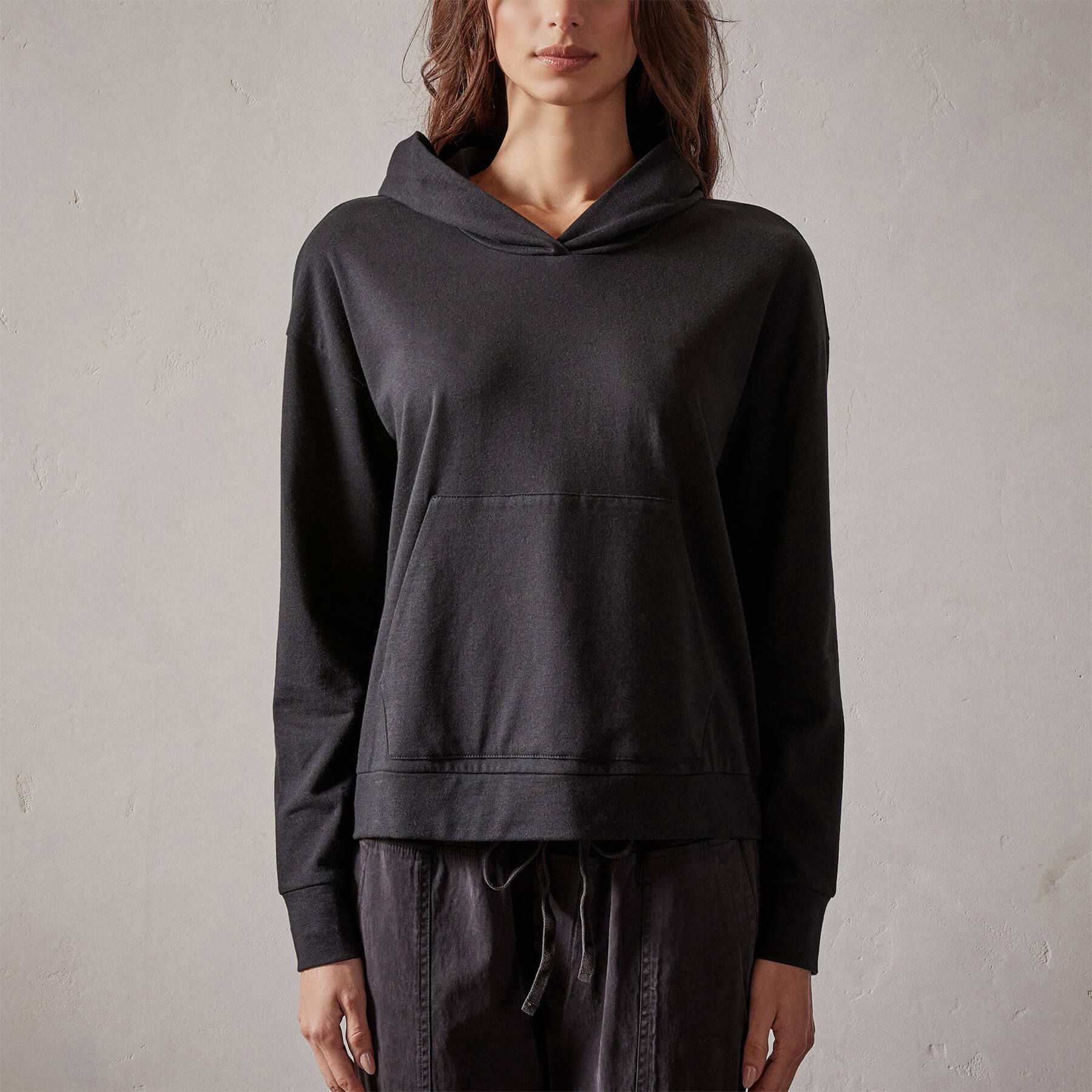 Recycled Feather Weight Clean Hoodie - Black sold by James Perse product image thumbnail 3