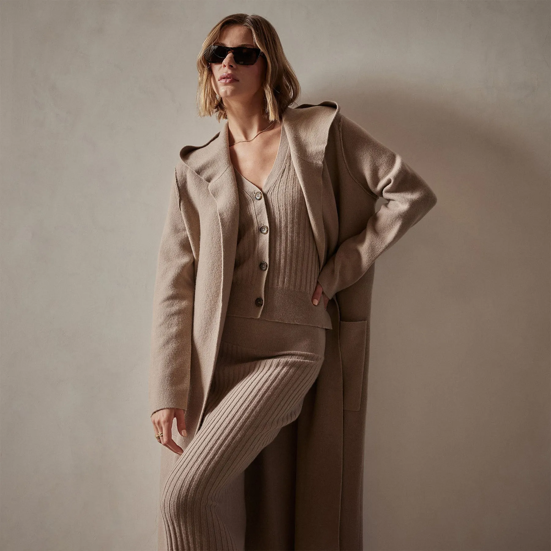 Cashmere Hooded Coat - Mocha sold by James Perse product image thumbnail 2