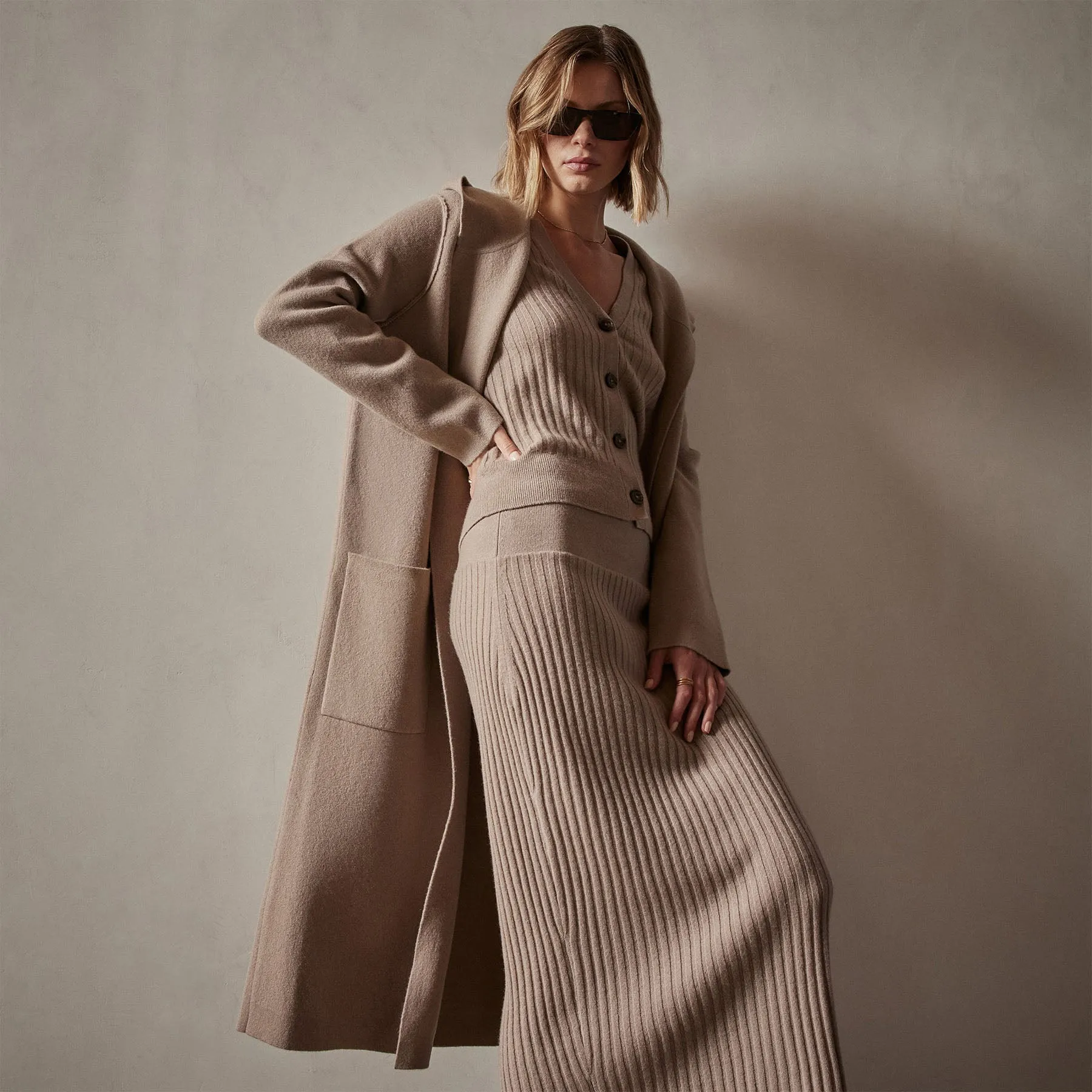 Cashmere Hooded Coat - Mocha sold by James Perse