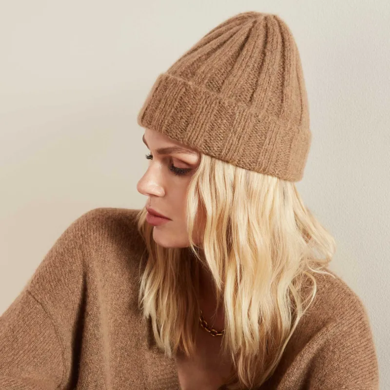 Textured Cashmere Beanie - Walnut sold by James Perse