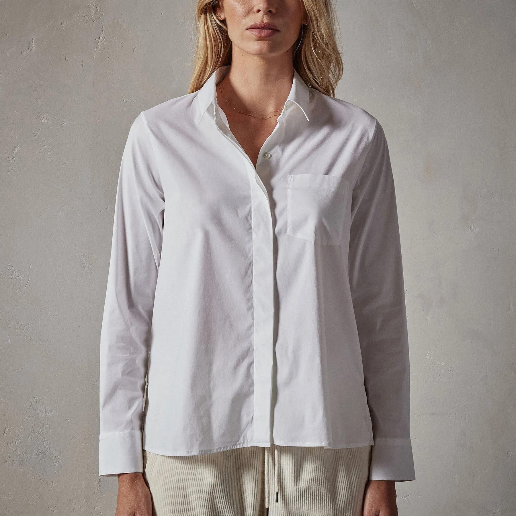 Matte Stretch Poplin Long Sleeve Shirt - White sold by James Perse product image thumbnail 5