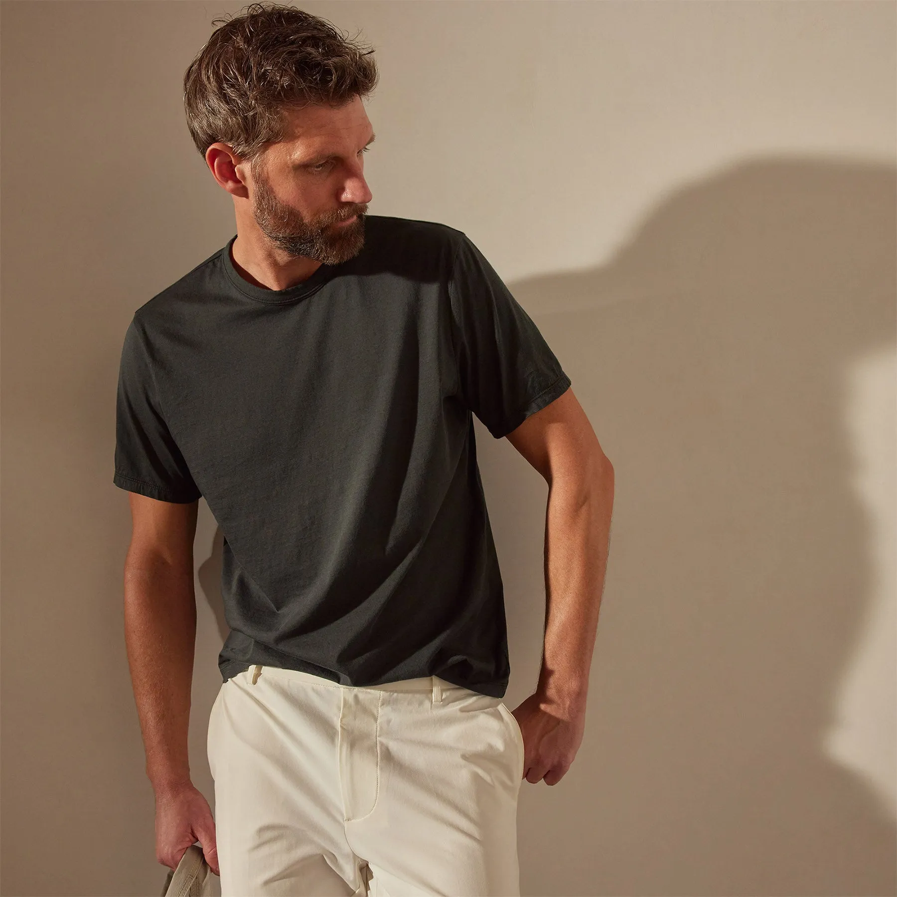 Luxe Lotus Jersey Tee - Carbon sold by James Perse