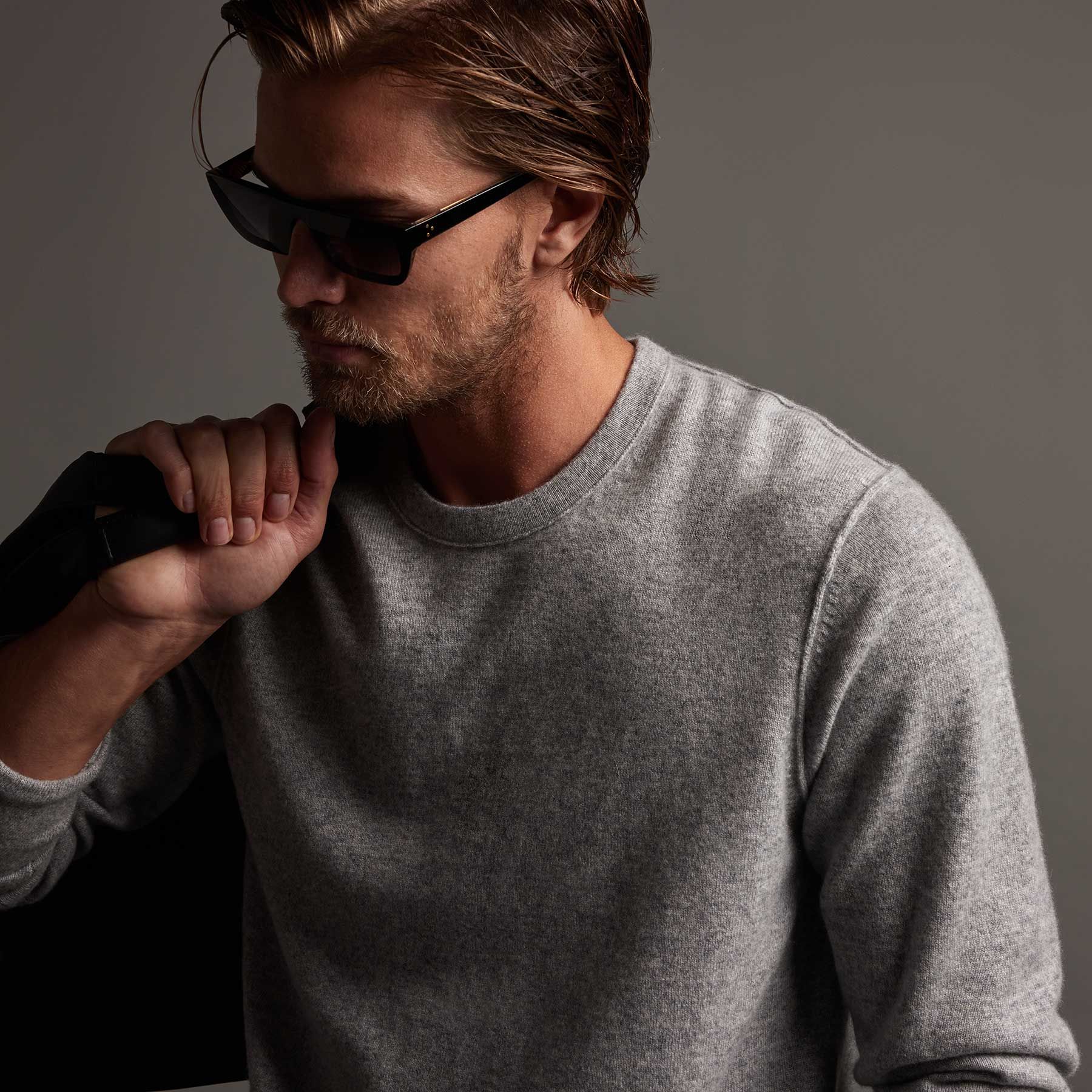 Recycled Cashmere Crew Neck Sweater - Light Heather Grey sold by James Perse product image thumbnail 3
