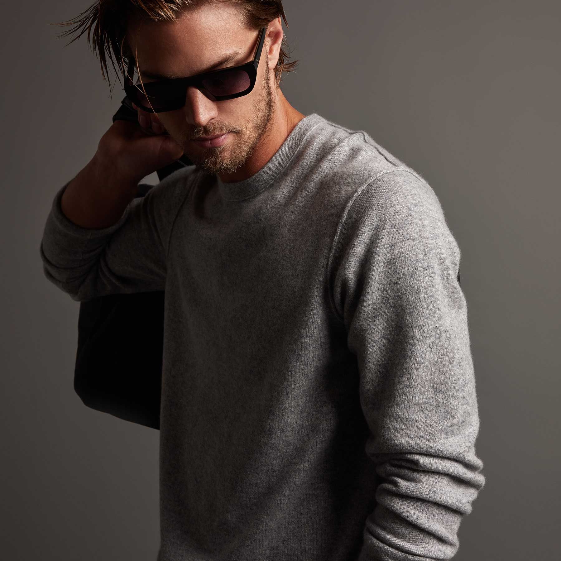 Recycled Cashmere Crew Neck Sweater - Light Heather Grey sold by James Perse product image thumbnail 2