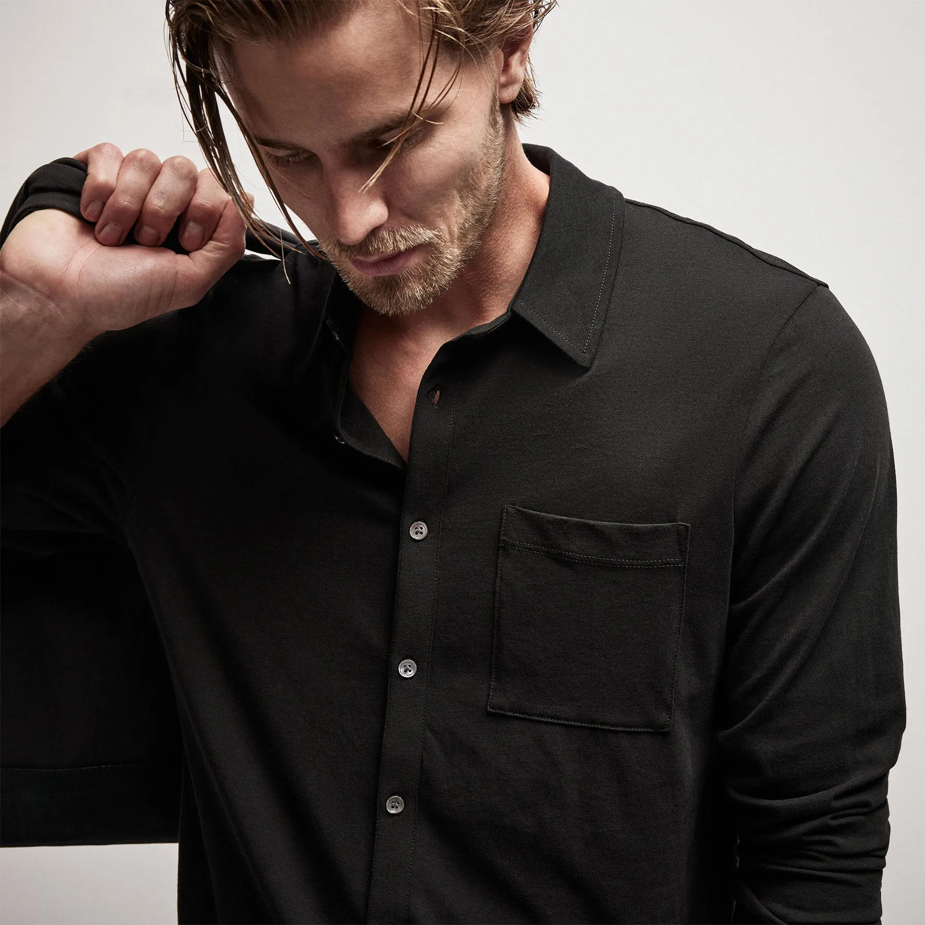 Clean Finish Jersey Shirt - Black sold by James Perse product image thumbnail 3