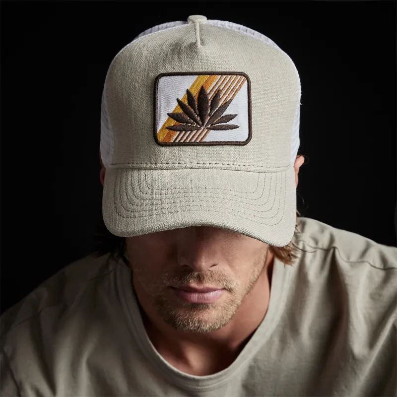 Agave Patch Linen Trucker Hat - Natural sold by James Perse
