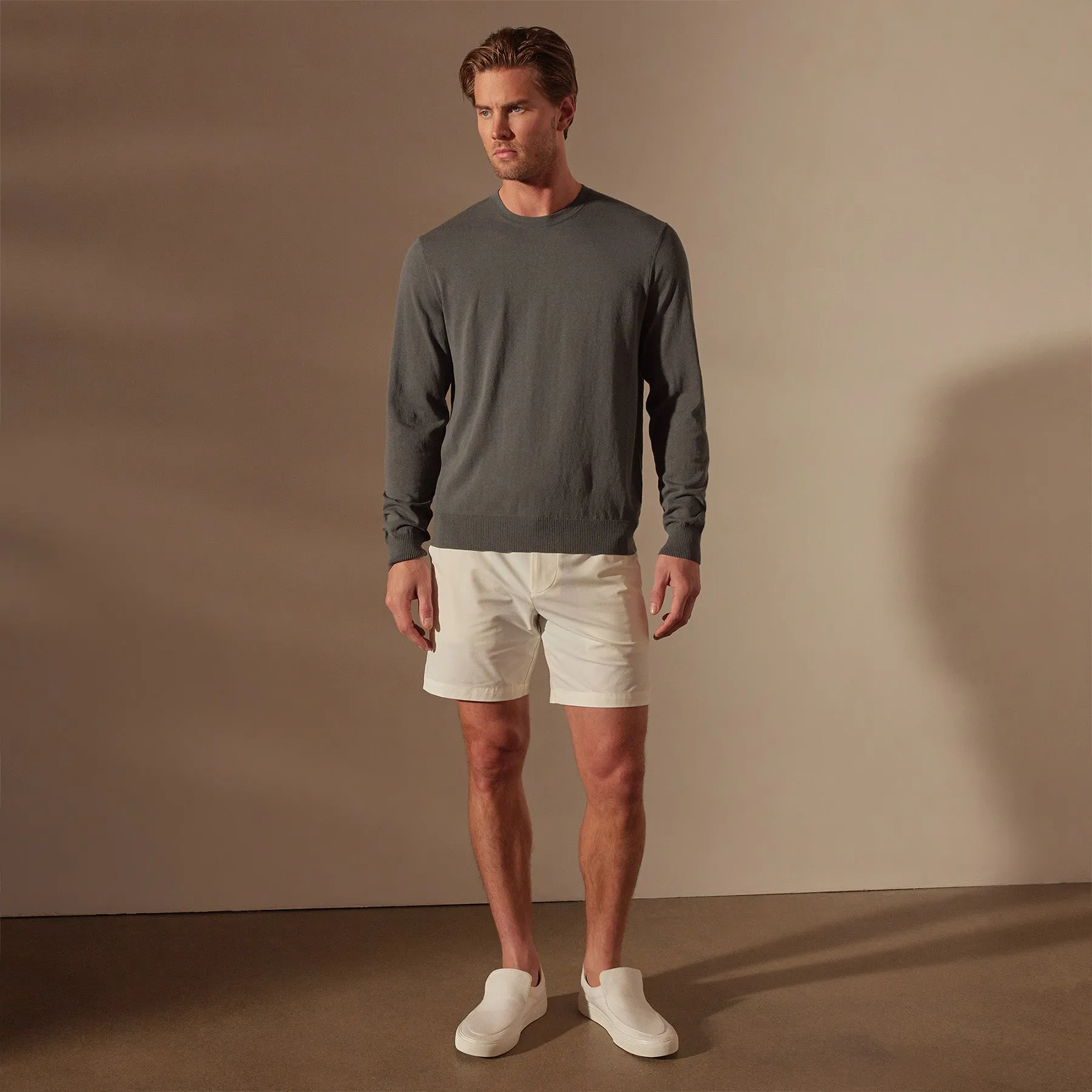Stretch Cotton Crew Sweater - Flint sold by James Perse product image thumbnail 4