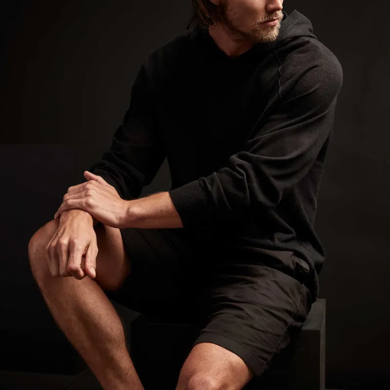 Cotton Linen Pullover Hoodie - Black sold by James Perse