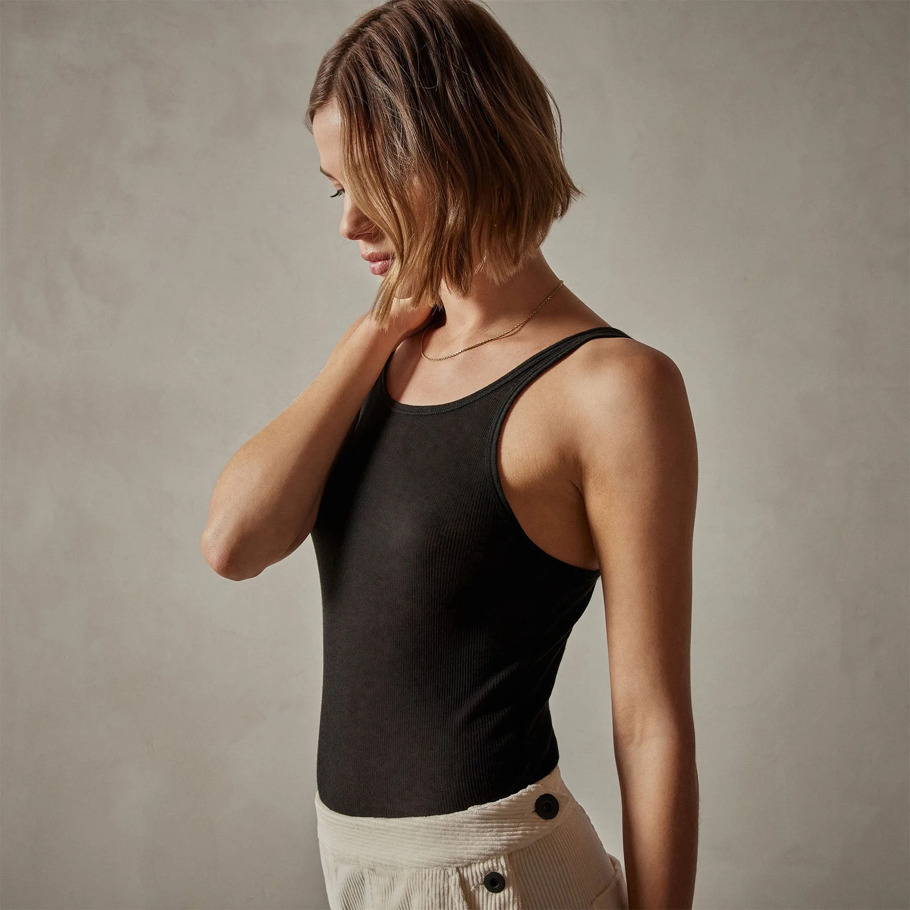 Cotton Cashmere Blend Ribbed Tank - Black sold by James Perse product image thumbnail 5
