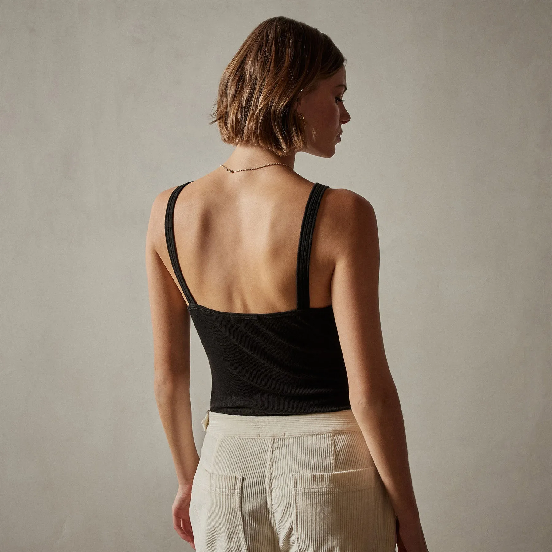 Cotton Cashmere Blend Ribbed Tank - Black sold by James Perse product image thumbnail 4