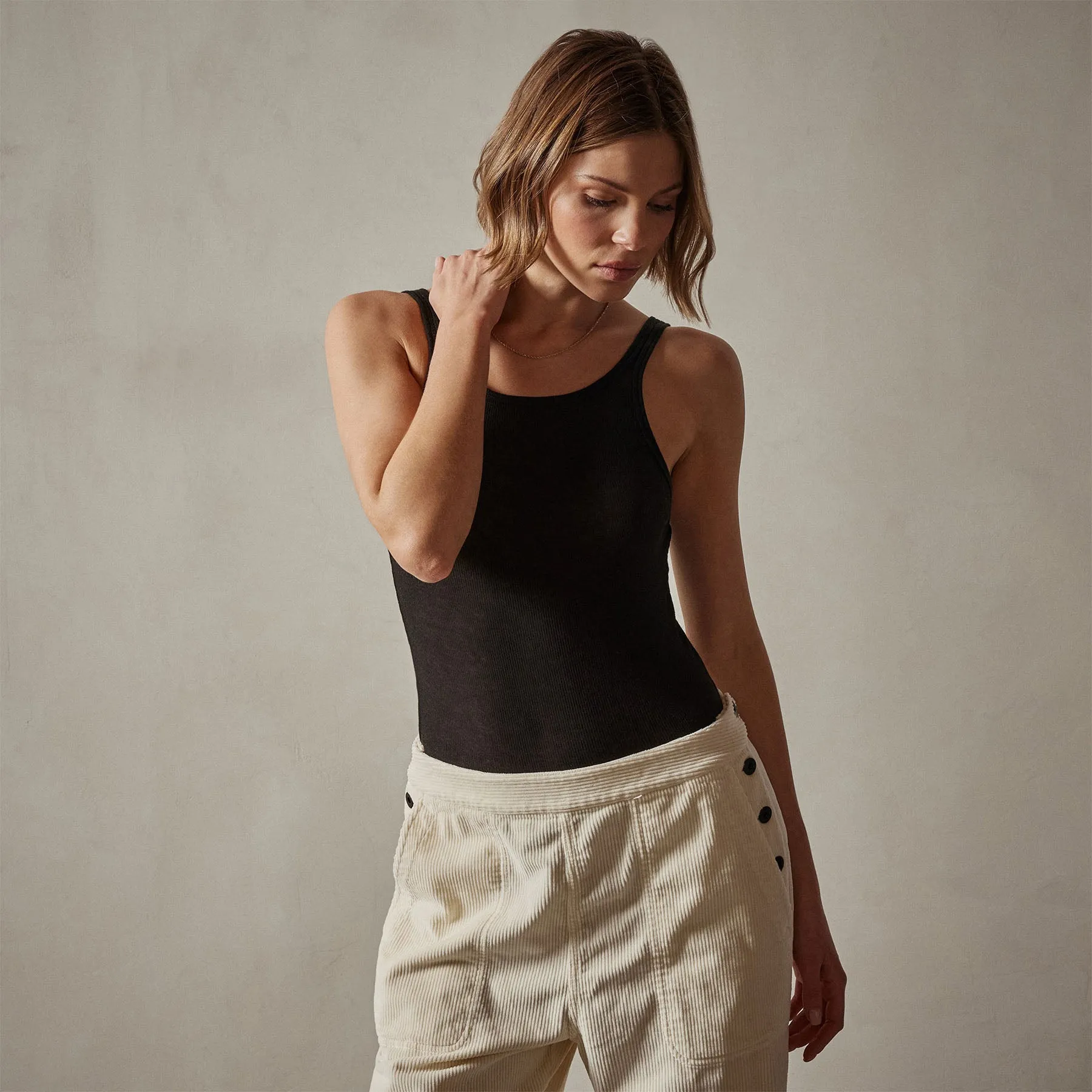 Cotton Cashmere Blend Ribbed Tank - Black sold by James Perse product image thumbnail 3