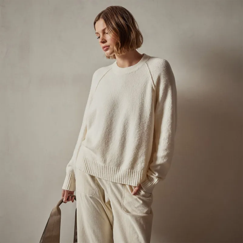 Cotton Cashmere Blend Pullover - Ivory sold by James Perse