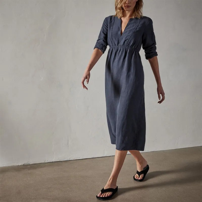 Empire Seam Open Front Dress - Blue Oil made by James Perse