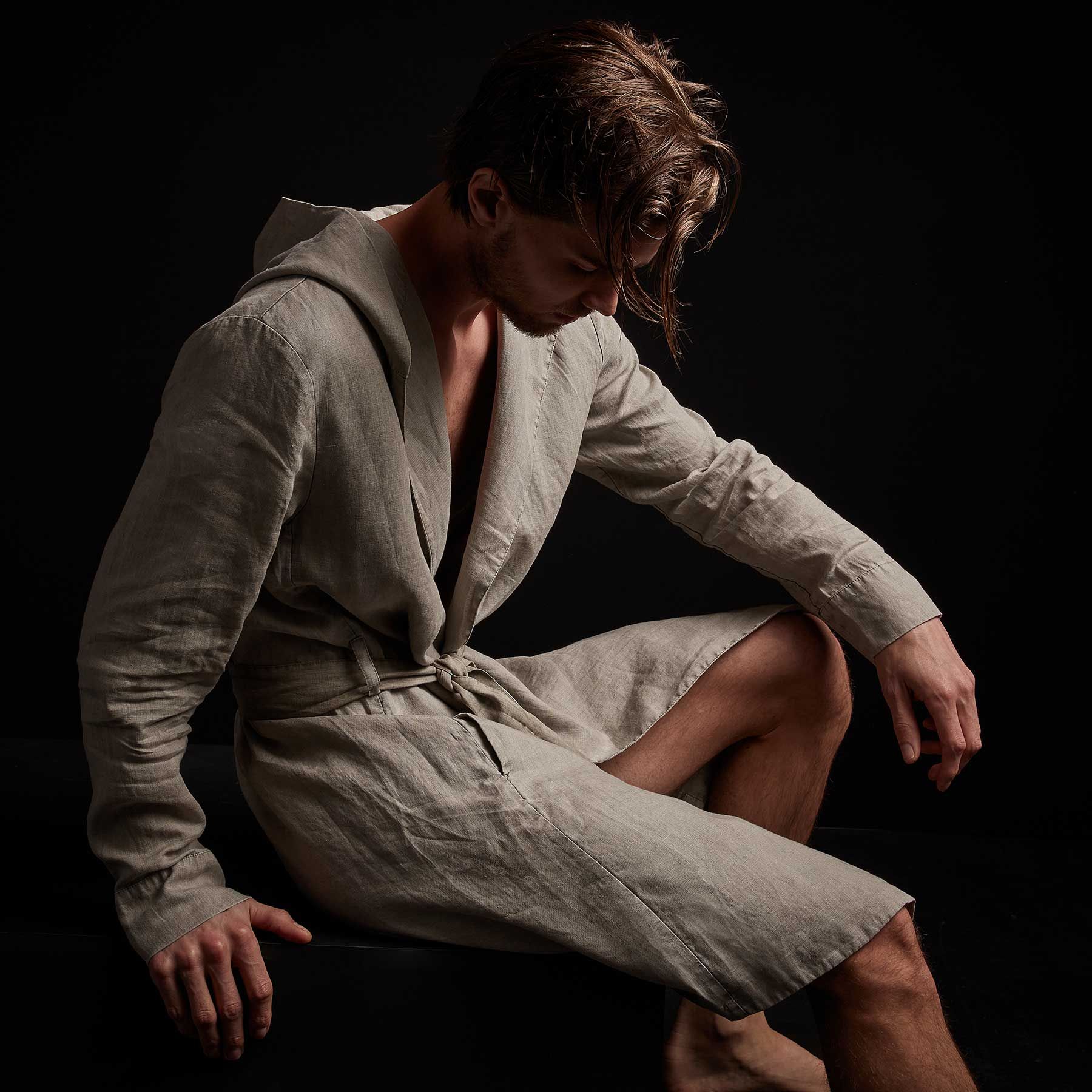 Linen Hooded Robe - Fume Pigment sold by James Perse product image thumbnail 3