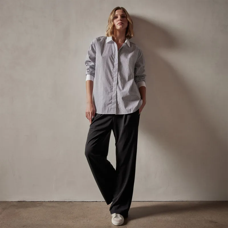 Contrast Striped Shirt - Graphite Stripe sold by James Perse