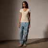 Sheer Slub Casual V Neck - Melon sold by James Perse