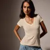 Sheer Slub Casual V Neck - Melon sold by James Perse