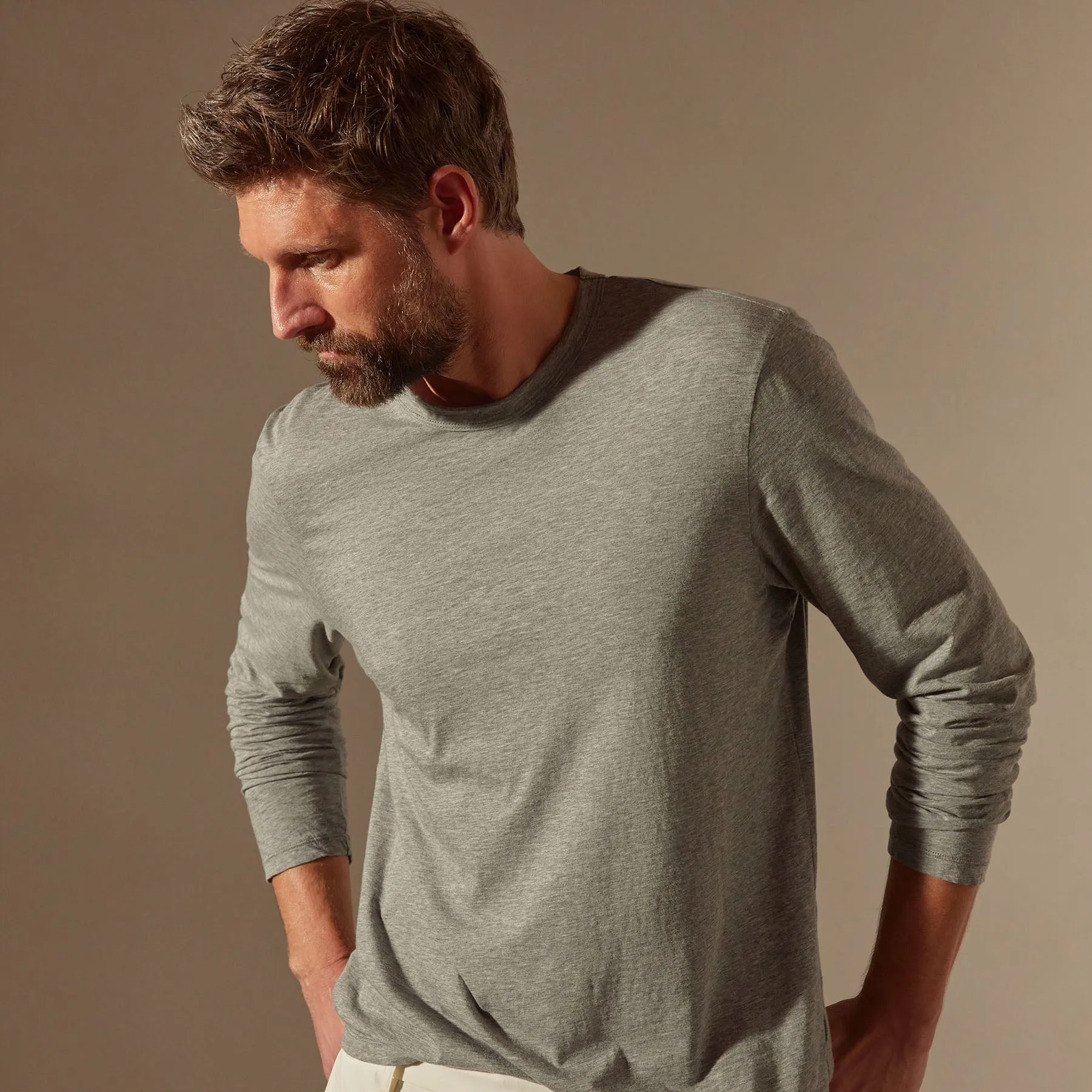 Luxe Lotus Jersey Crew - Heather Grey sold by James Perse