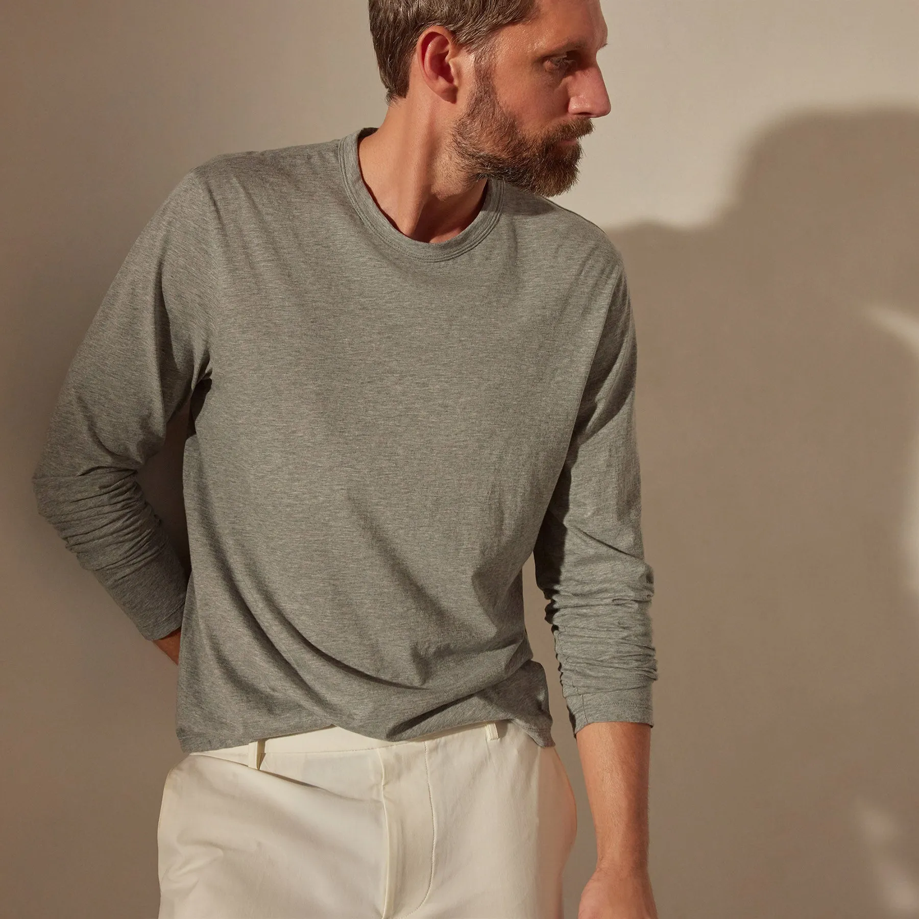 Luxe Lotus Jersey Crew - Heather Grey sold by James Perse product image thumbnail 2