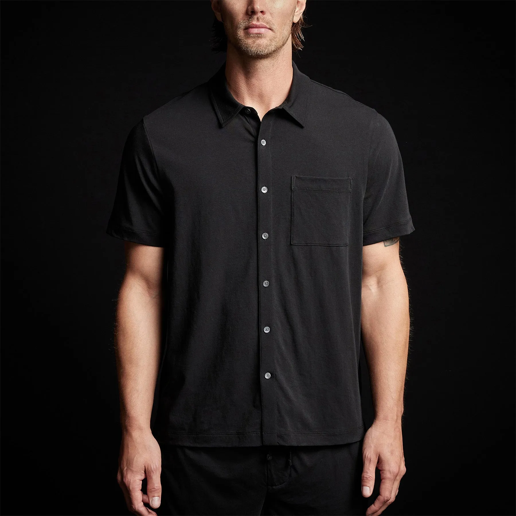 Clean Finish Short Sleeve Shirt - Black sold by James Perse product image thumbnail 3