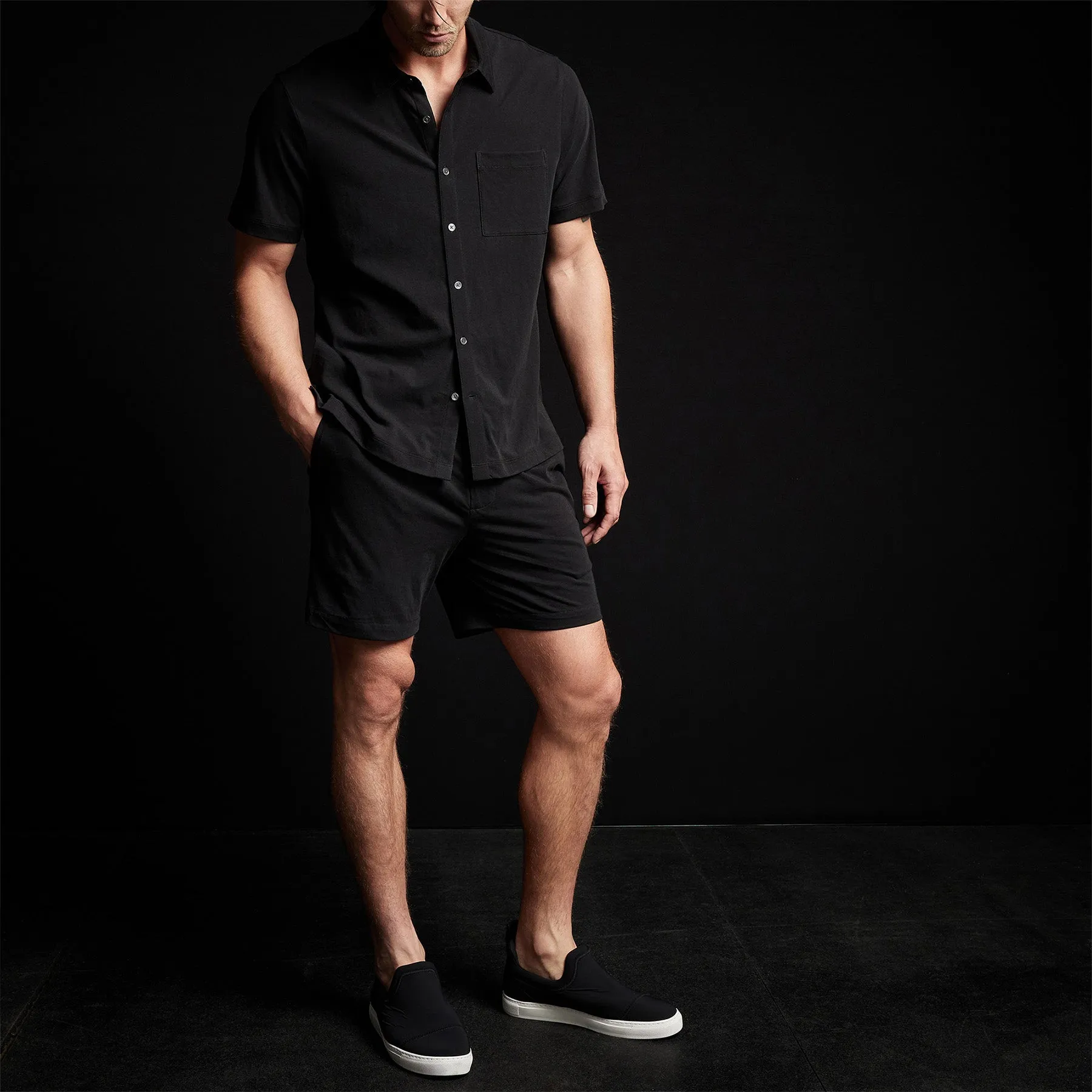 Clean Finish Short Sleeve Shirt - Black sold by James Perse