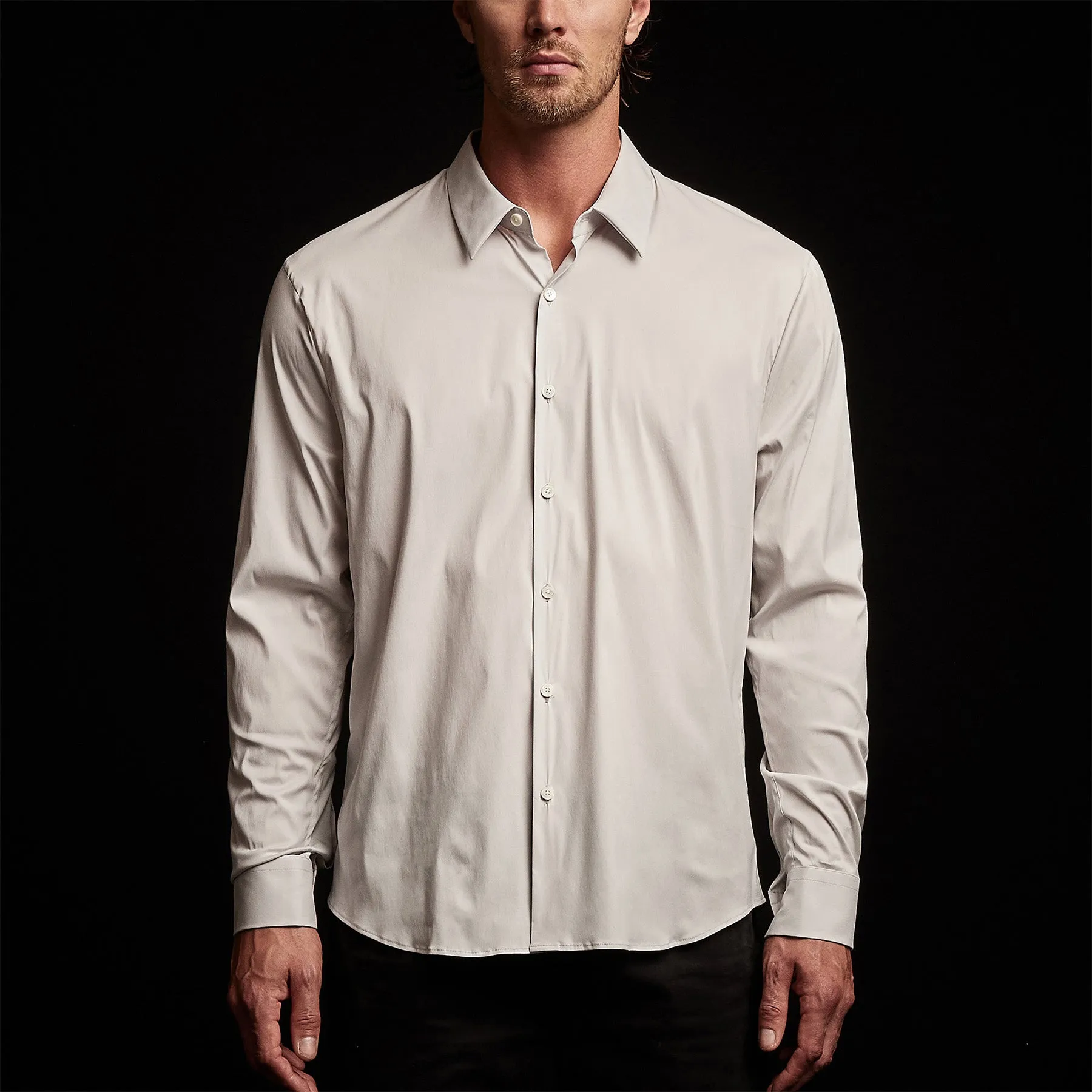 Matte Stretch Poplin Dress Shirt - Silver sold by James Perse product image thumbnail 3