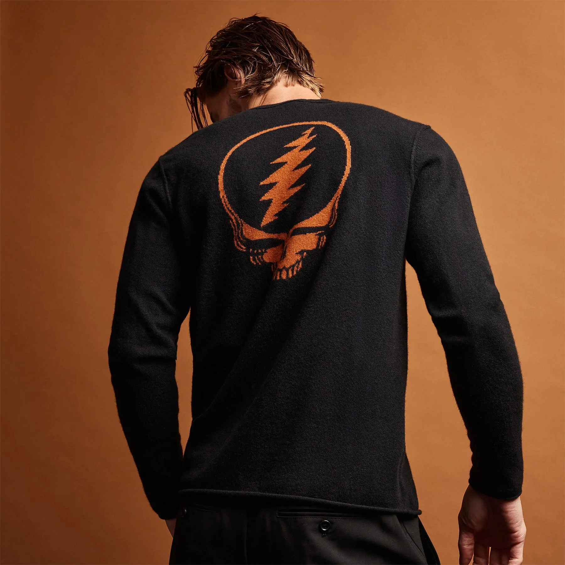 Grateful Dead Recycled Cashmere Sweater - Black/Burnt Orange sold by James Perse product image thumbnail 4