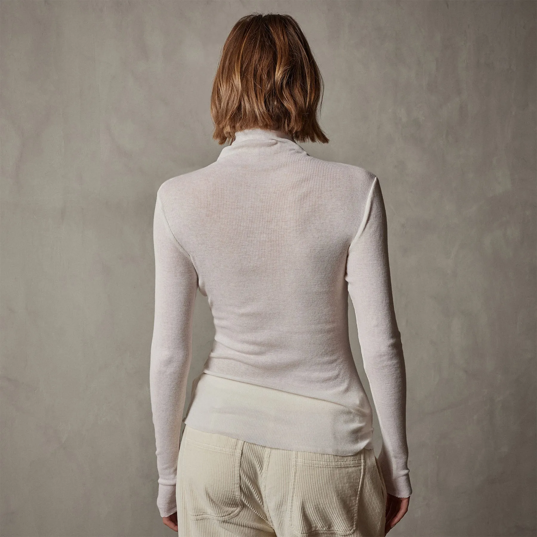 Cotton Cashmere Blend Ribbed Turtleneck - Ivory sold by James Perse product image thumbnail 5