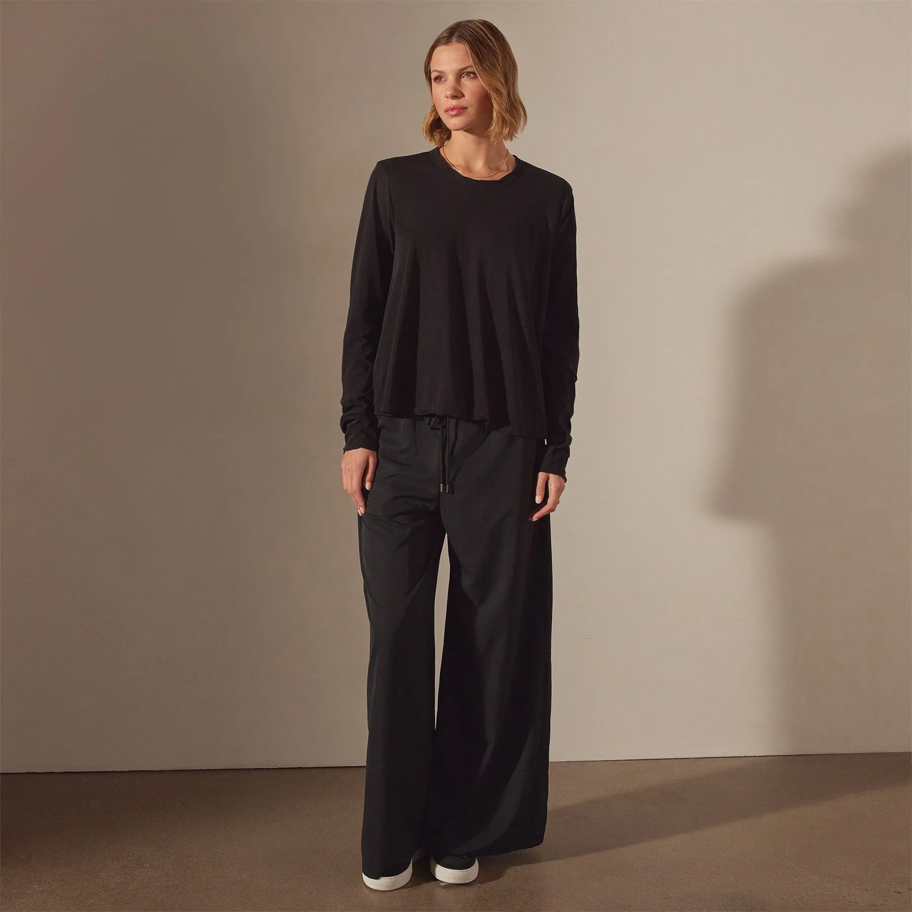 Fine Gauge A Line Long Sleeve Tee - Black sold by James Perse product image thumbnail 3