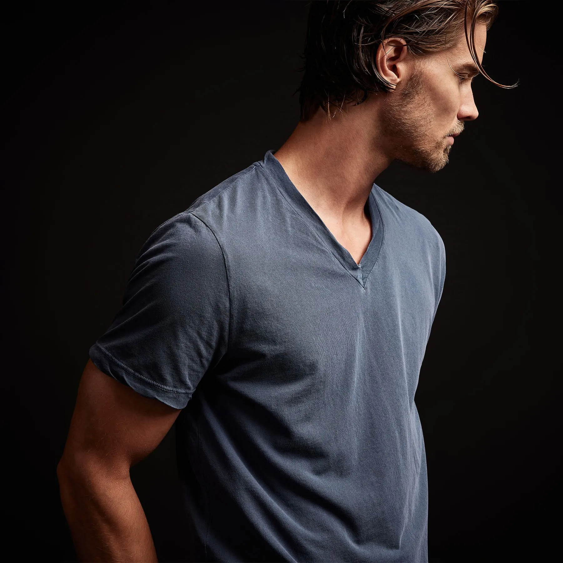 Clear Jersey V Neck - Sea Captain Pigment sold by James Perse product image thumbnail 2