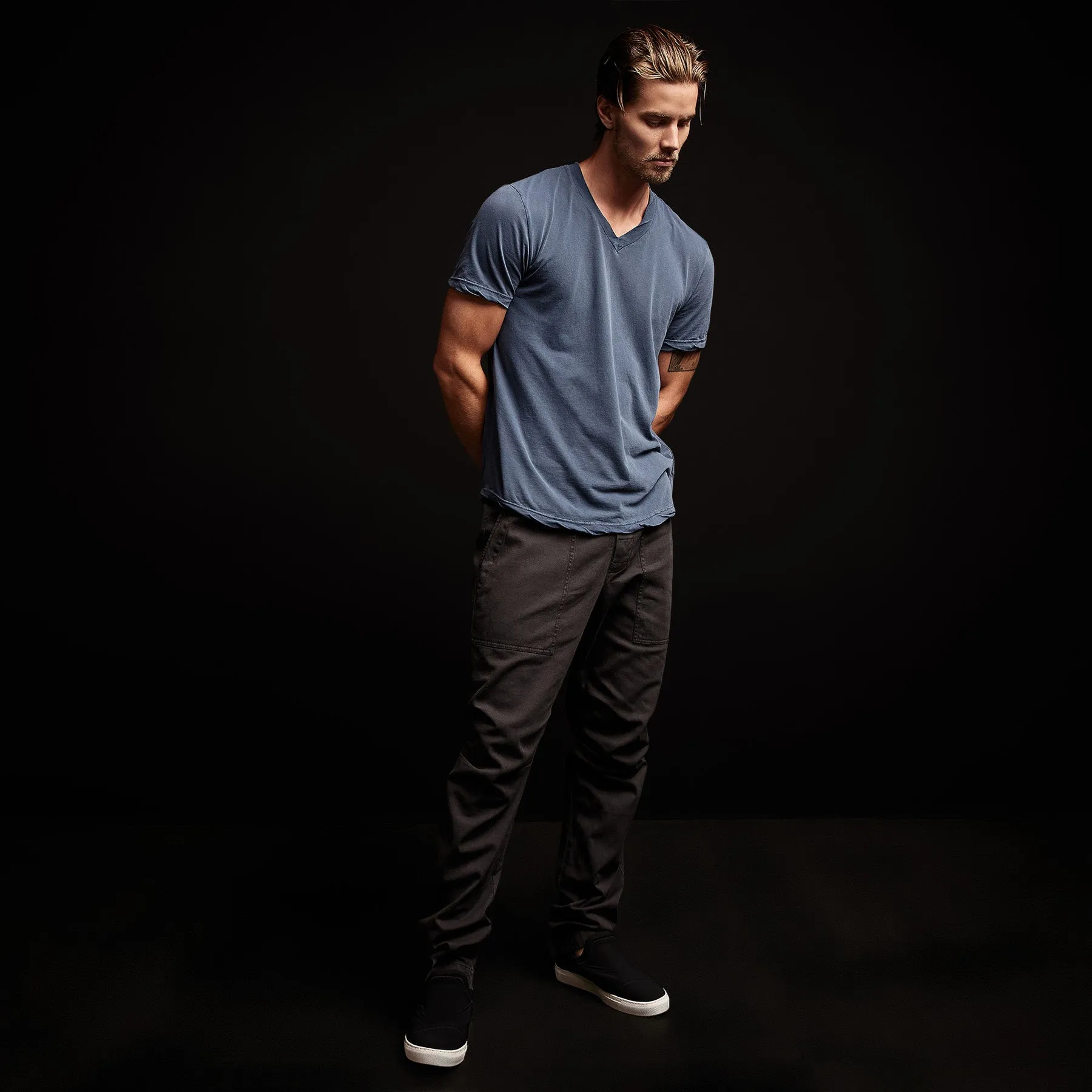 Clear Jersey V Neck - Sea Captain Pigment sold by James Perse product image thumbnail 3