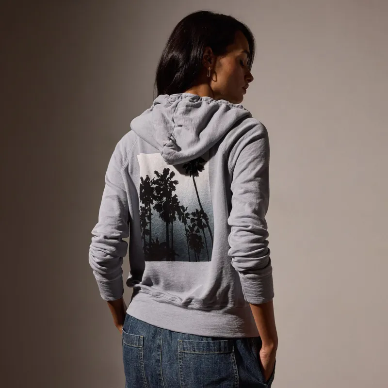 Ombrè Palms Full Zip Graphic Hoodie - Breeze Pigment/Grey made by James Perse