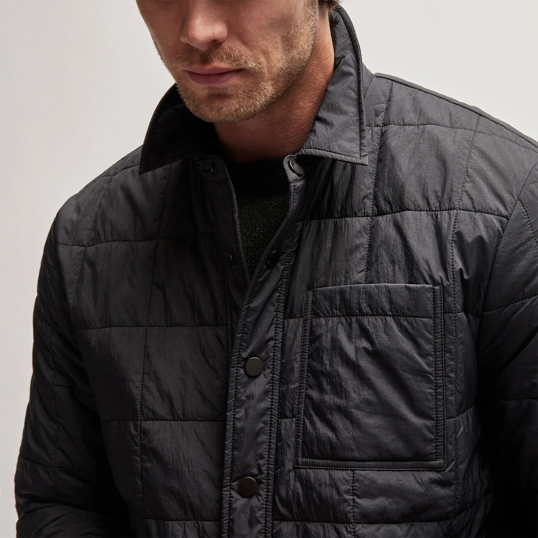 Quilted Shirt Jacket - Black sold by James Perse